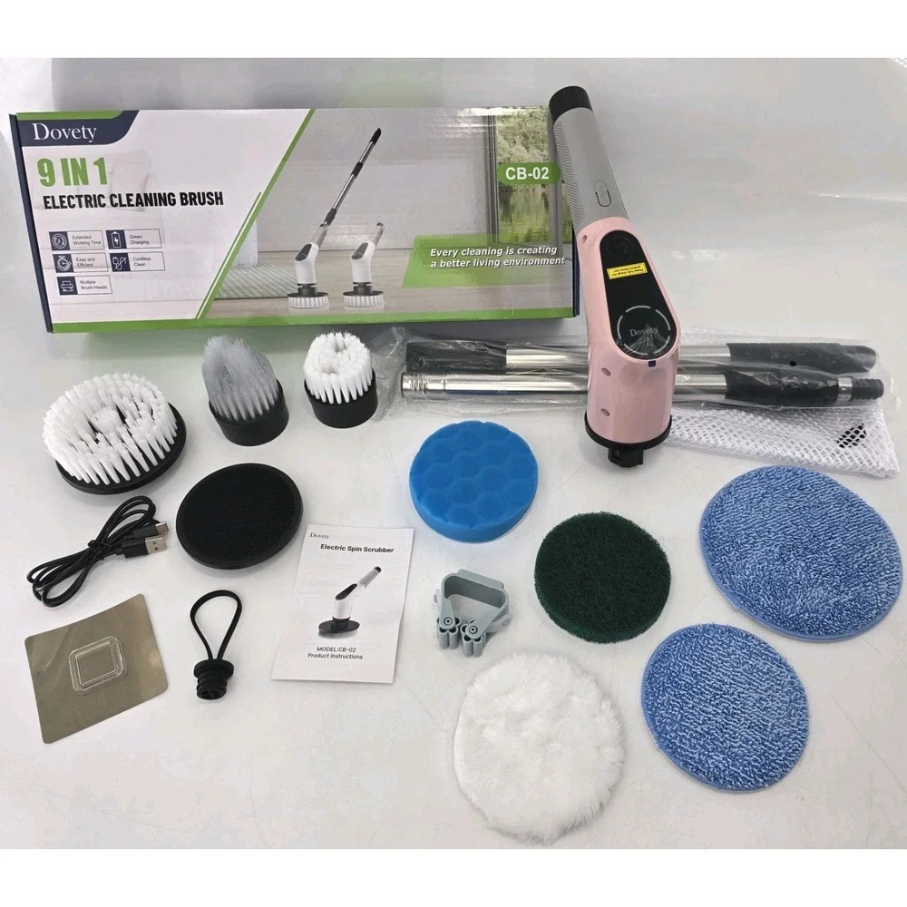 Quality -Electric Bathroom Cleaning Brush Cordless Spin Scrubber Waterproof PINK